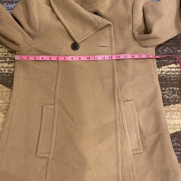 NWT Larry Levine Double-Breasted Babydoll Swing Coat Carmel small - Picture 13 of 15